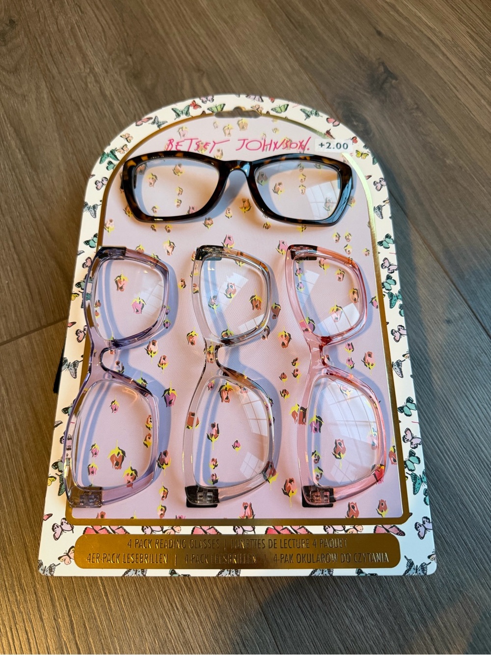 Betsey Johnson Womens 4-Pack Reading Glasses - Pink & Tortoiseshell +2.00